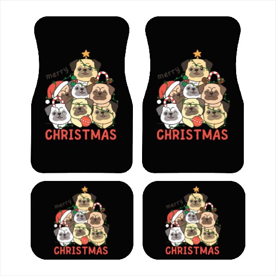 Pug Christmas Tree Merry Christmas Car Mats