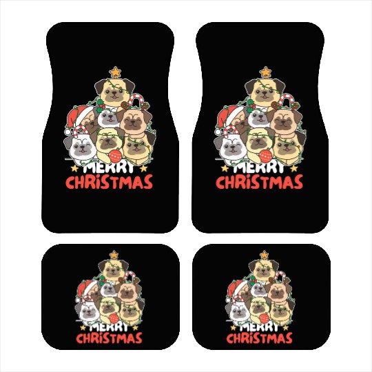 Pug Christmas Tree Merry Christmas Car Mats