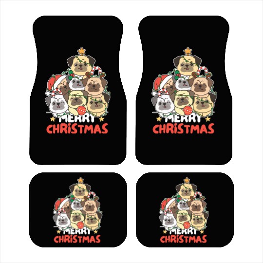 Pug Christmas Tree Merry Christmas Car Mats