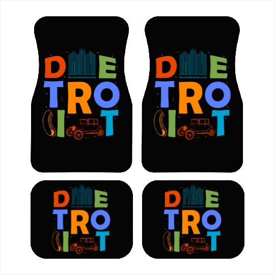 Detroit Souvenir Men Michigan Skyline City Detroit Car Mats