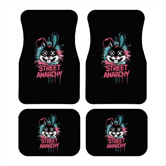 Street Anarchy Graffiti Bunny – Edgy Street Art Car Mats