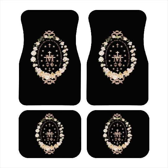 Marian Catholic Virgin Mary Marian Cross Floral Car Mats