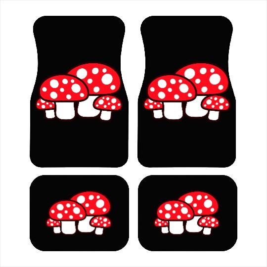 Many Mushrooms Red Dots Pattern Fly Agaric Fungus Car Mats