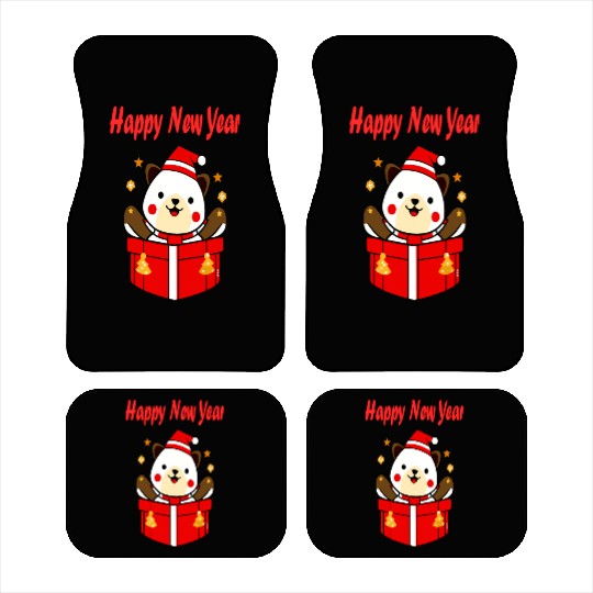 Festive Teddy Bear New Year Design Car Mats