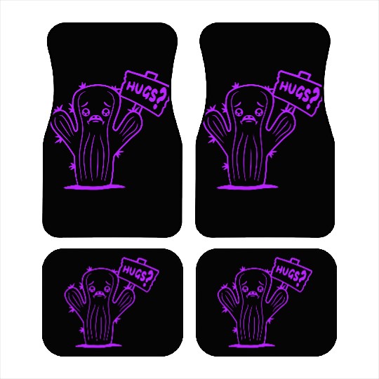 Funny Cactus Sad Face Hugs Sign Lonely Cry Comic Car Mats