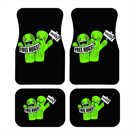 Free Hugs Signs Cactus Sad Face Two Cacti Friends Car Mats