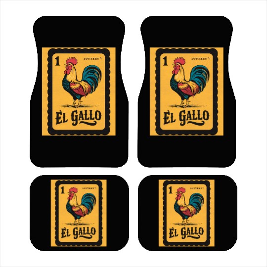 Vintage retro El Gallo Mexican Lottery Card of fan Car Mats