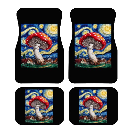 Starry Night Mushroom: Surreal Watercolor Dreamsca Car Mats