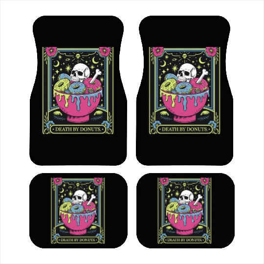 Death by Donuts Tarot Card skull gothic bowl funny Car Mats