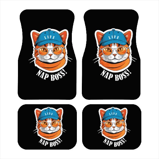 Cat Nap Boss with Cap and Sunglasses Car Mats