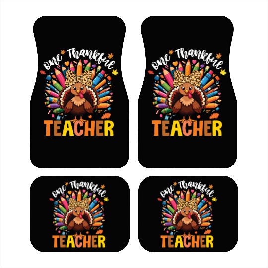 One Thankful Teacher Thanksgiving Turkey Cute Car Mats