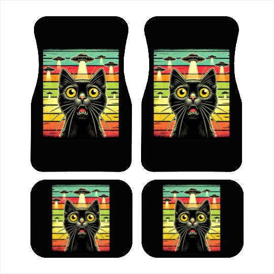 Fun Cat sunset Galaxy Cat Spaceship Alien Cat UFOs Car Mats