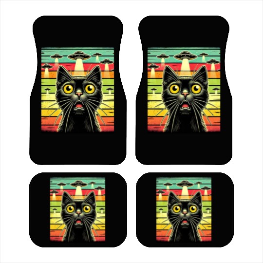 Fun Cat sunset Galaxy Cat Spaceship Alien Cat UFOs Car Mats