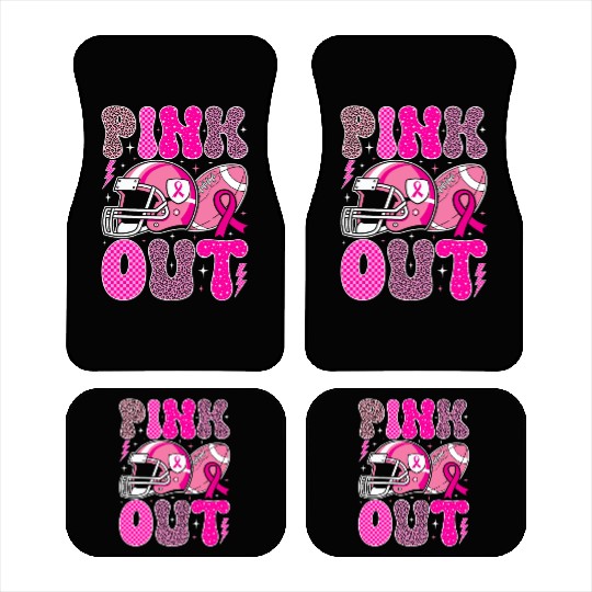 Pink Out Breast Cancer Football Mom Girls Women Car Mats