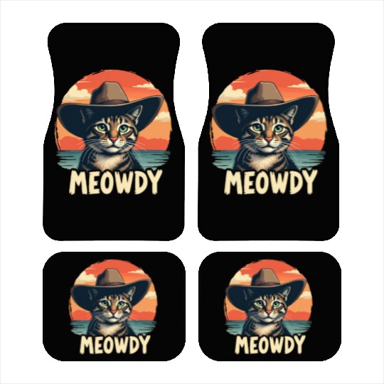 Meowdy Cowboy Cat Funny Howdy Meowdy Cowboy Cat Car Mats