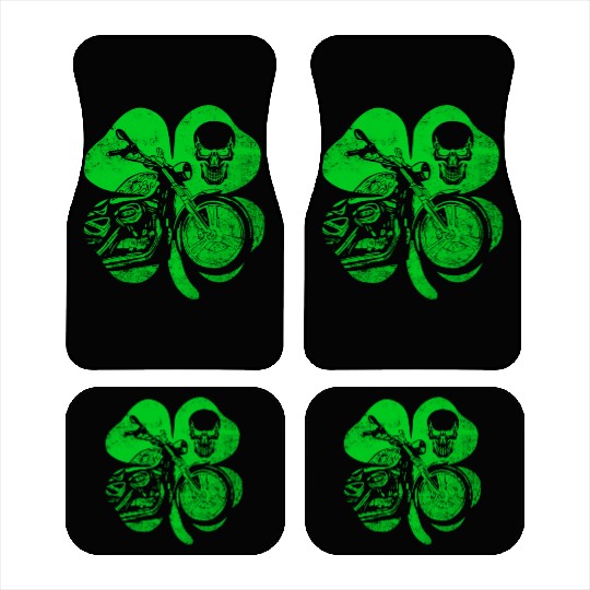 Motorcycle St Patricks Day Biker Skull Car Mats
