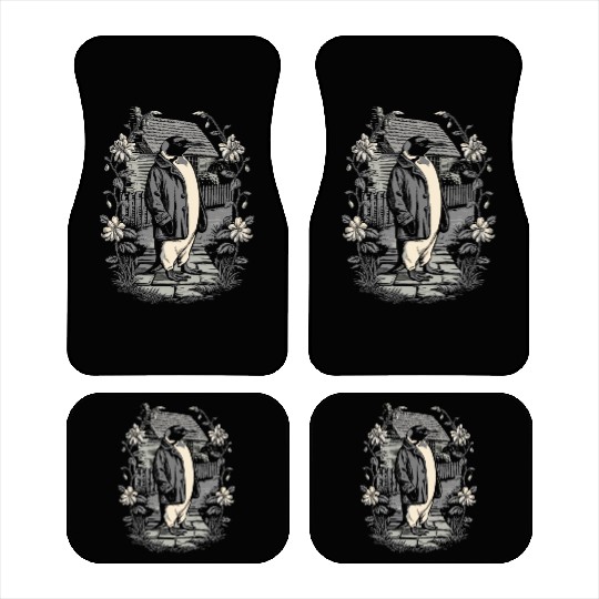 Dark Cottagecore Penguin in Vintage Garden Car Mats