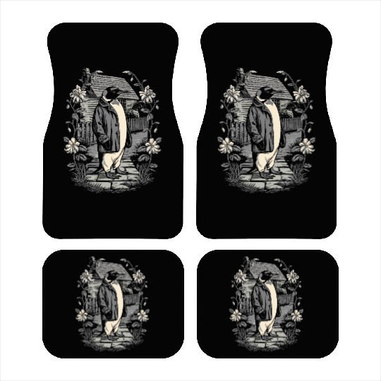 Dark Cottagecore Penguin in Vintage Garden Car Mats