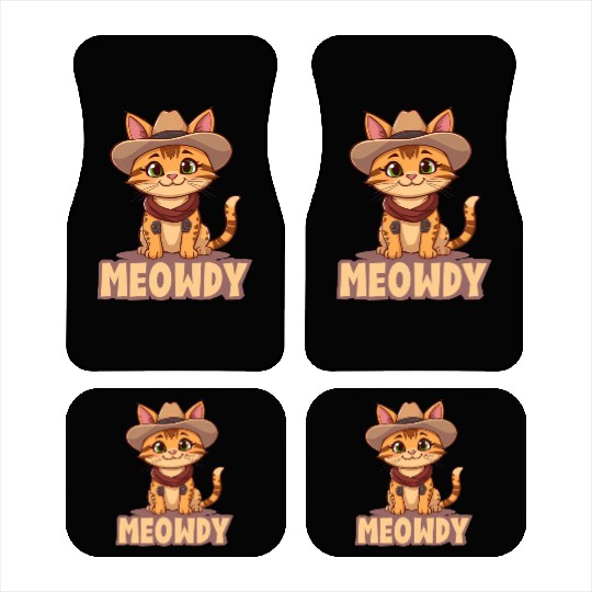 Cowboy Cat "Meowdy" Western yellow wild west cat Car Mats