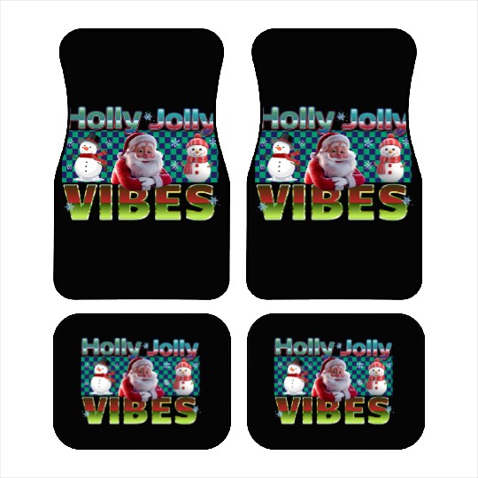 Holly Jolly Vibes Christmas Design Car Mats