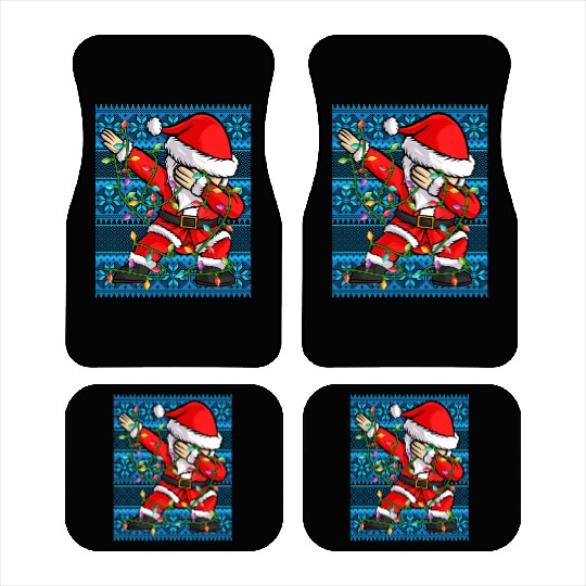 Dabbing Santa Christmas Lights Car Mats
