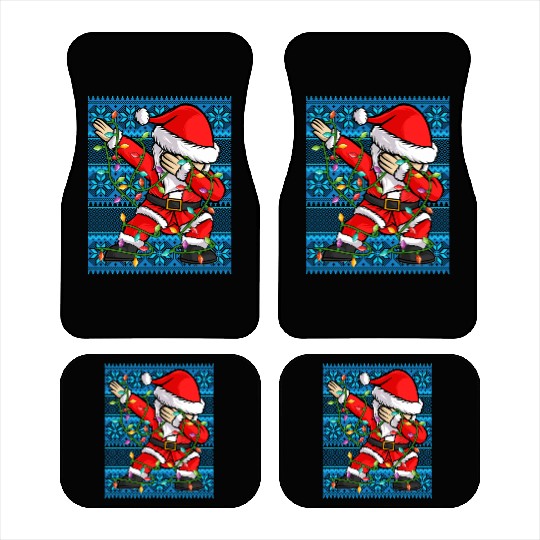 Dabbing Santa Christmas Lights Car Mats
