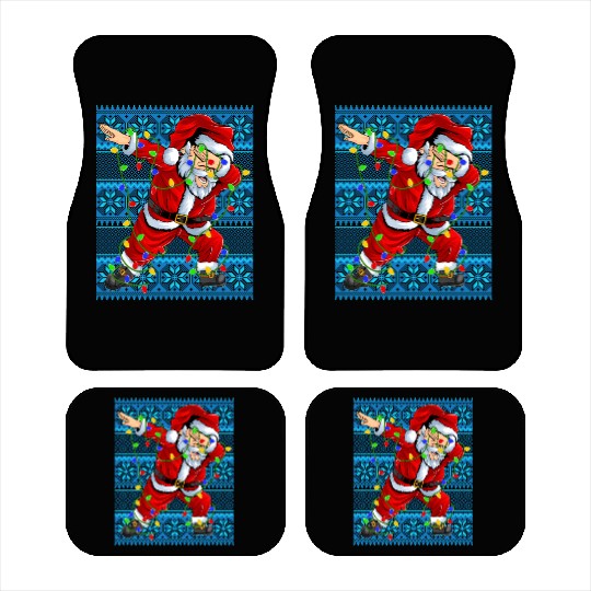 Dabbing Santa Christmas Tree Lights Car Mats