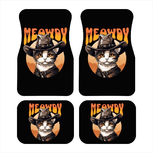 Meowdy Cowboy Cat Funny Howdy Meowdy Cowboy Cat Car Mats