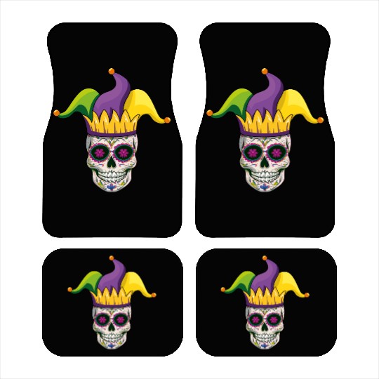 Sugarskull Clown Beads Festival Parade Mardi Gras Car Mats