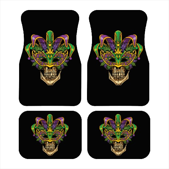 Sugarskull Mask Beads Festival Parade Mardi Gras Car Mats
