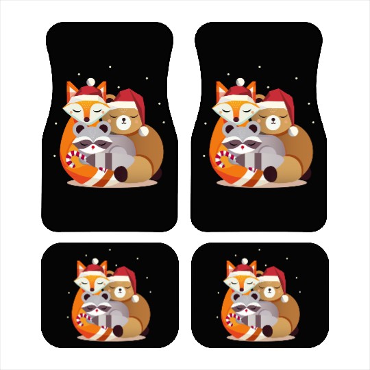 Forest animals and Christmas - fox, raccoon & bear Car Mats