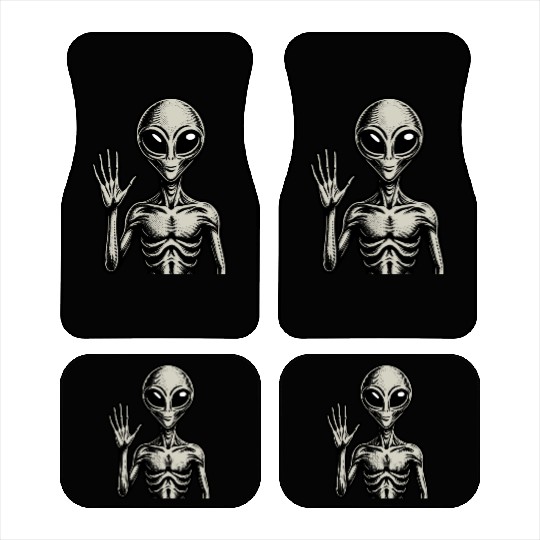 Grey Alien hello Car Mats