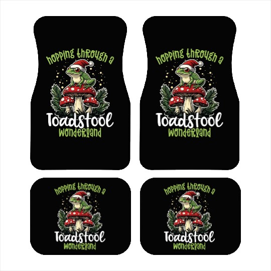 Merry Christmas Frog on Mushroom Cottagecore Car Mats