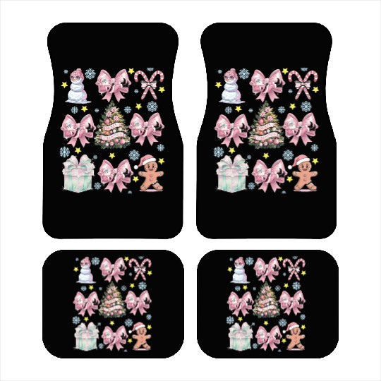 Merry Christmas, Christmas Coquette Bow Car Mats