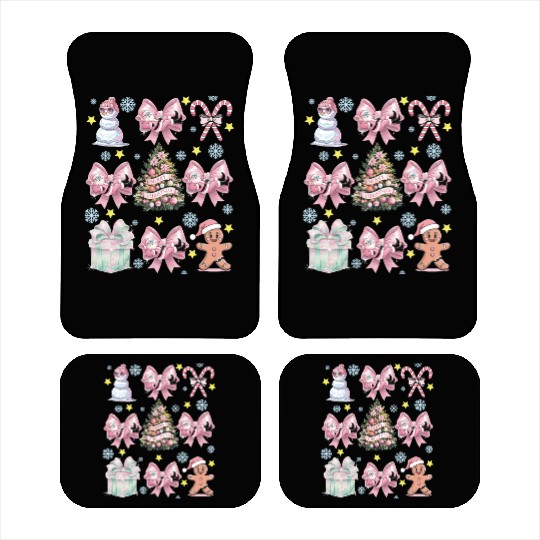 Merry Christmas, Christmas Coquette Bow Car Mats