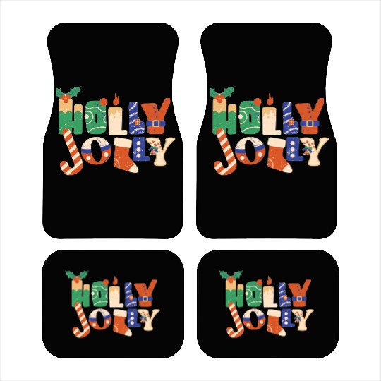 Playful Textured Holly Jolly Car Mats
