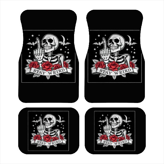 Stay weird skeleton middle finger Car Mats