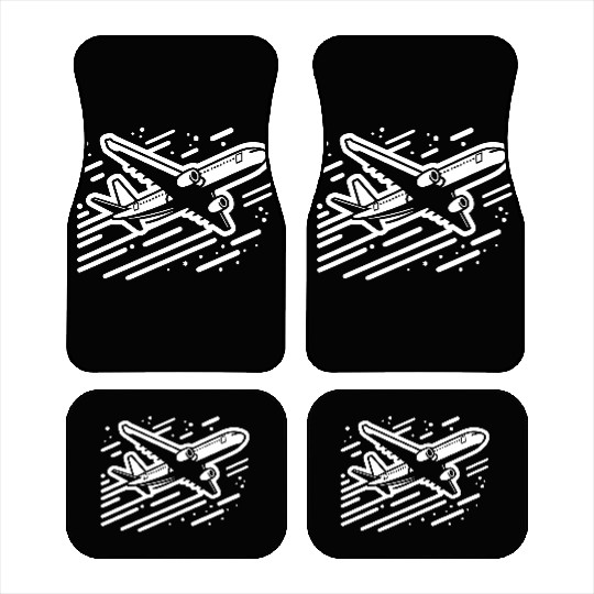 Minimalistic Vector Passenger Aircraft path32 Car Mats