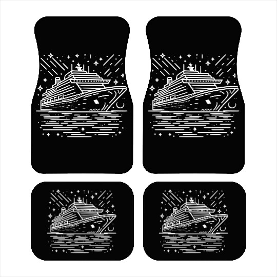 Minimalistic Vector Cruise Ship path4 Car Mats