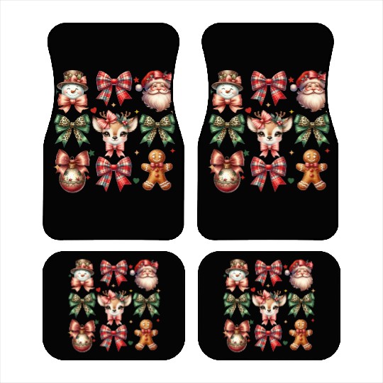 Christmas Coquette Bow Retro Christmas Car Mats