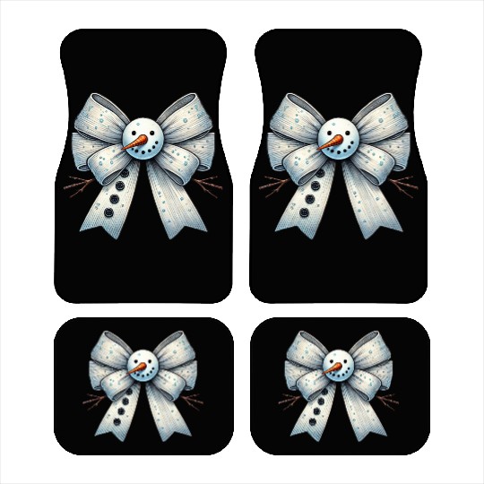 Snowman Coquette Bow, Merry Christmas Car Mats