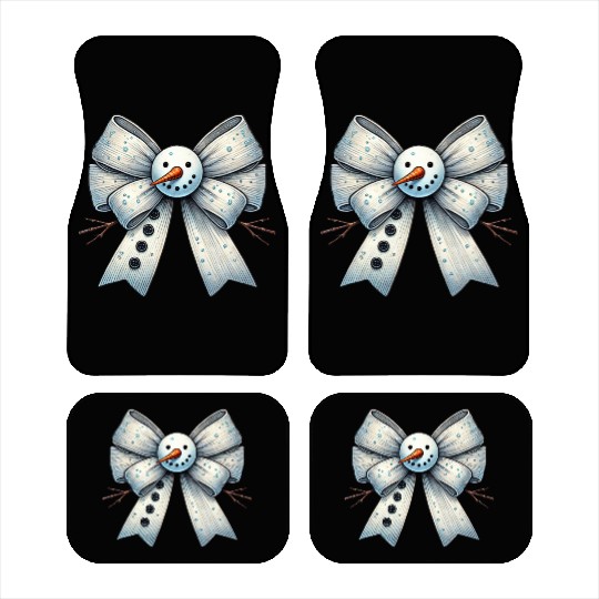 Snowman Coquette Bow, Merry Christmas Car Mats
