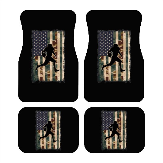 Camo US Flag American Vintage Football Player Car Mats