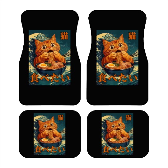 Cat Ramen Japanese Graphic Art Kids Men Women Fun Car Mats