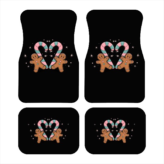 Festive Candy Cane & Gingerbread Holidays Car Mats