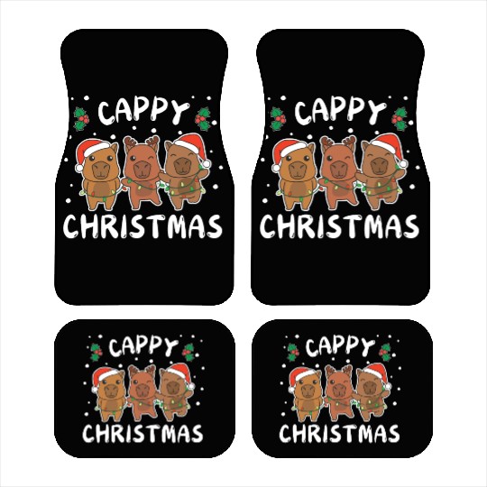 Merry Christmas Cute Capybara Festive Lights Car Mats