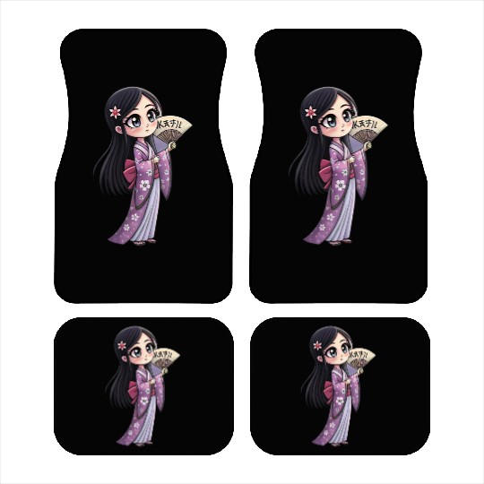 Cute Chibi Geisha Anime Inspired Kimono Design Car Mats
