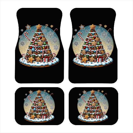 Gingerbread Candy Cane Christmas Tree Car Mats