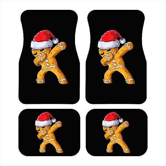 Dabbing Gingerbread Santa Christmas Xmas Cookie Car Mats