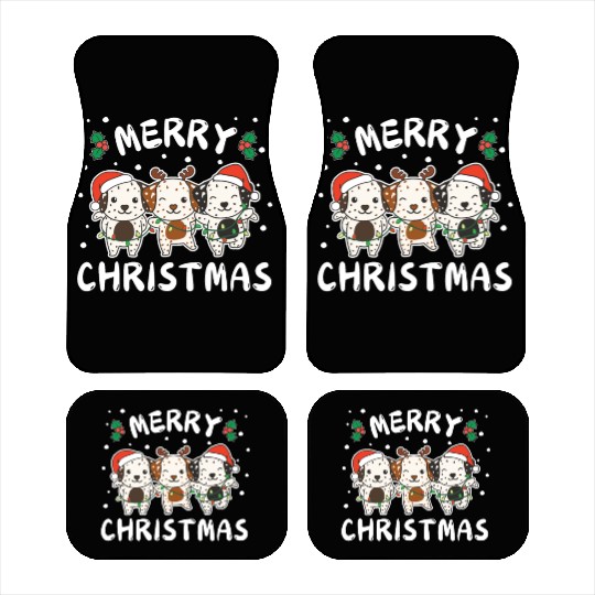 Merry Christmas Cute Dalmatian Festive Lights Car Mats